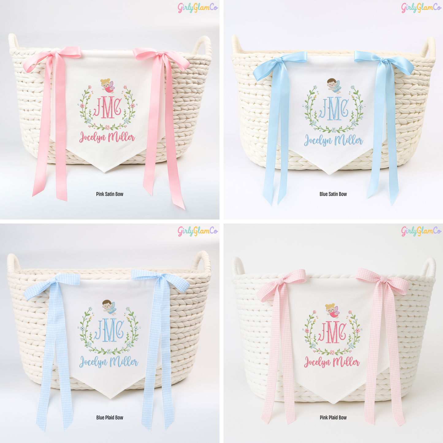 Angel Wreath Monogram – Personalized Baby Banner, Newborn Hospital Door Sign
