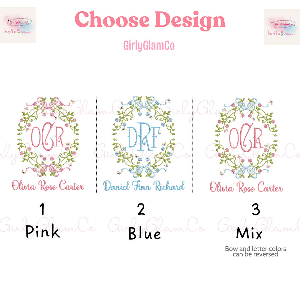 Vine Oval Monogram Baby Banner – Personalized Baby Banner, Newborn Hospital Door Sign