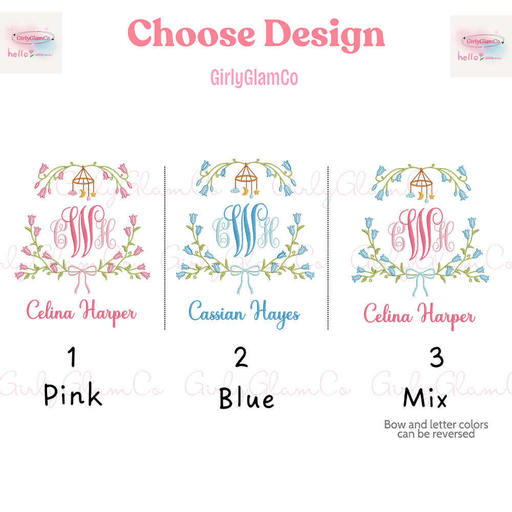 Nursery Mobile Monogram Baby Banner – Personalized Baby Banner, Newborn Hospital Door Sign