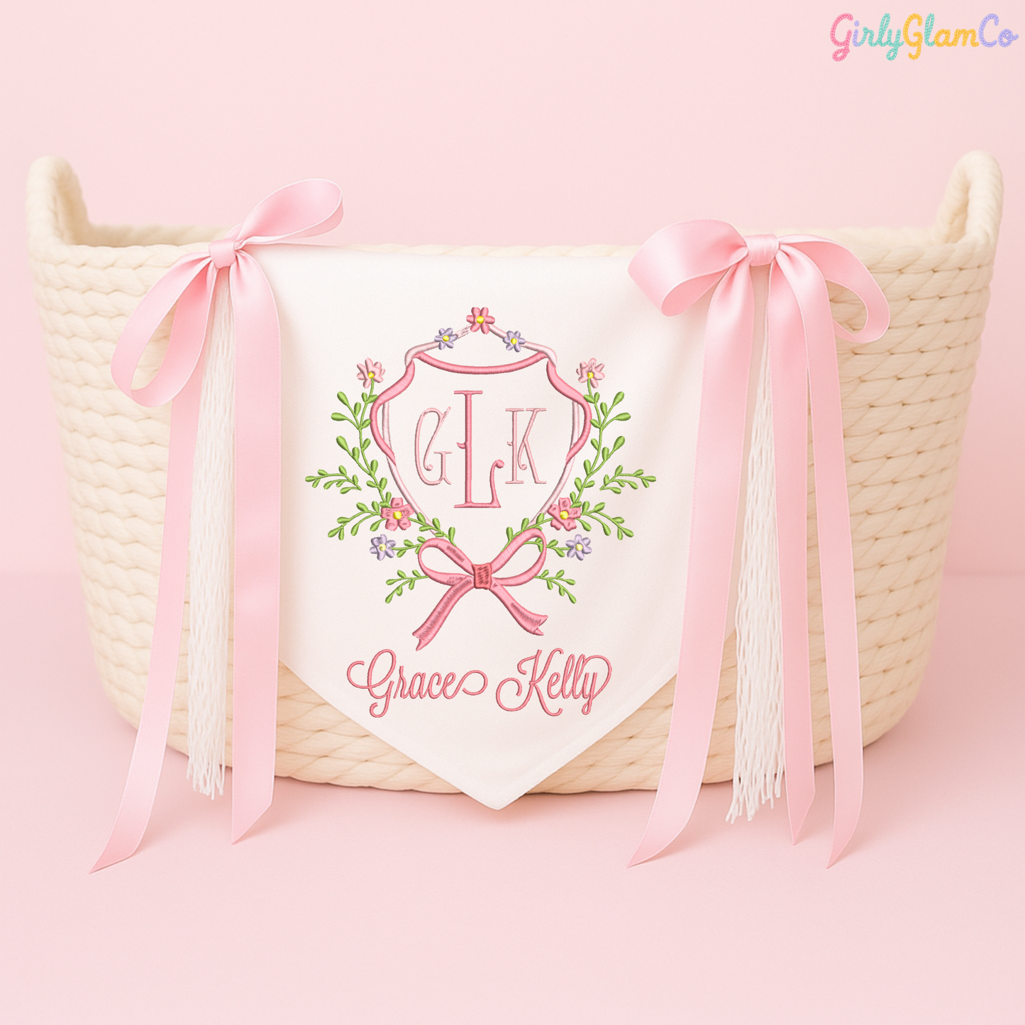 Blossom Wreath Monogram – Personalized Baby Banner, Newborn Hospital Door Sign
