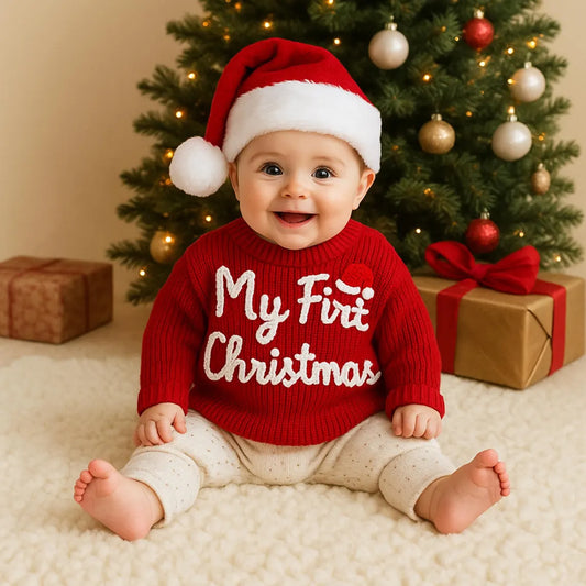 Baby Sweater with Name Merry Christmas 2025, Santa Baby Sweater, Christmas Baby Gifts, Custom Toddler Sweaters, My First Christmas Gift
