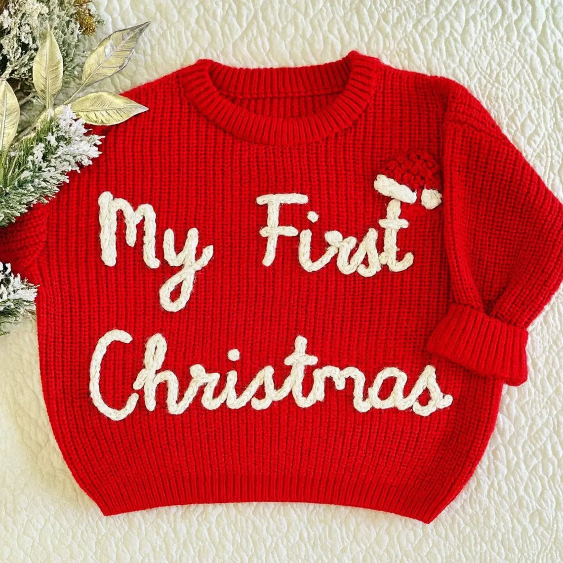 Baby Sweater with Name Merry Christmas 2025, Santa Baby Sweater, Christmas Baby Gifts, Custom Toddler Sweaters, My First Christmas Gift