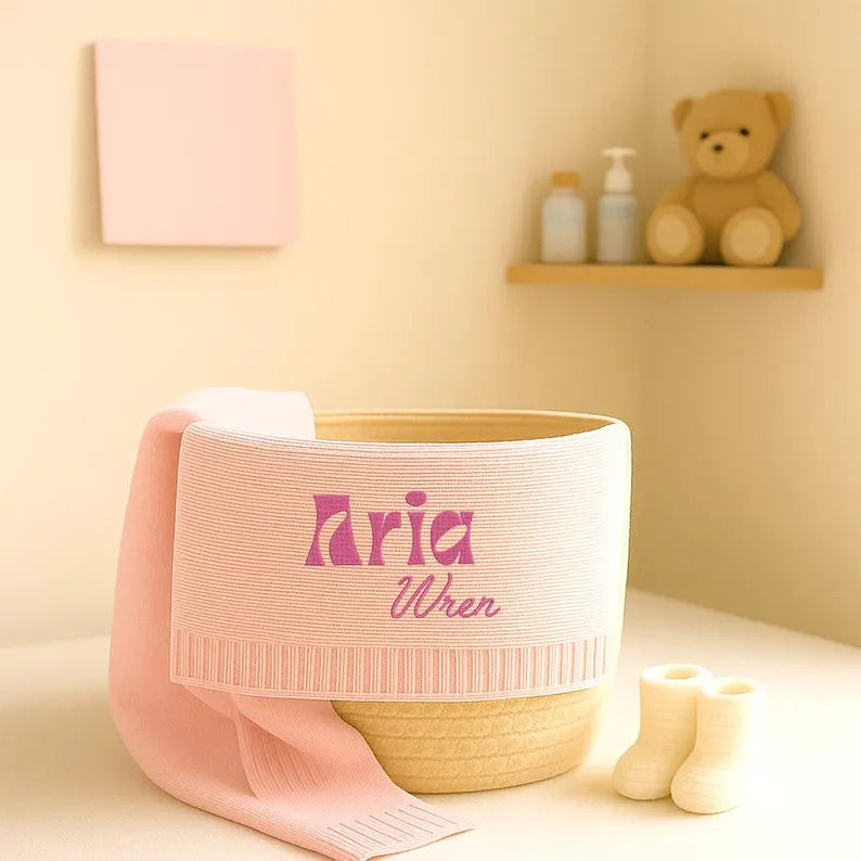 Personalized Knitted Baby Blanket with Monogram, Embroidered Name Baby Blanket, Soft Cotton Baby Blanket, Newborn Gifts, Baby Keepsake Gift