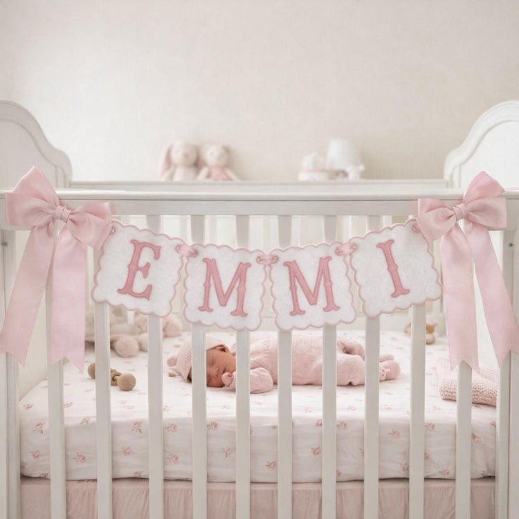 Custom Baby Name Banner Fabric Nursery Garland for Newborn
