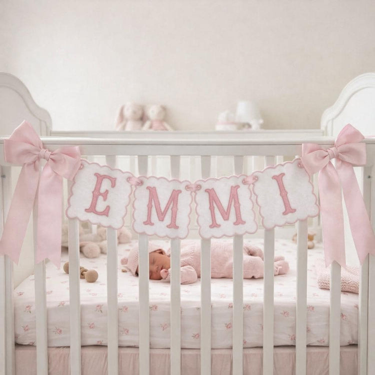 Personalized Embroidered Name Banner Scalloped Nursery Garland