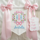 Personalized Floral Embroidered Baby Name Banner Nursery Decor