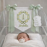 Personalized Floral Embroidered Baby Name Banner Nursery Decor