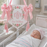 Personalized Floral Tassel Baby Name Plaque Hospital Door Decor