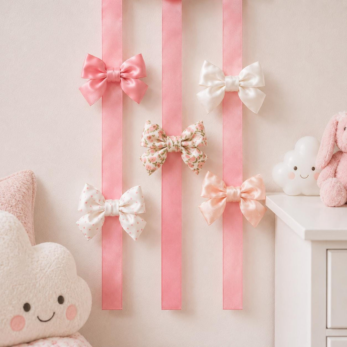 Personalized Bow Holder Embroidered Cloud Hair Bow Organizer
