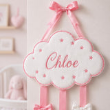 Personalized Bow Holder Embroidered Cloud Hair Bow Organizer