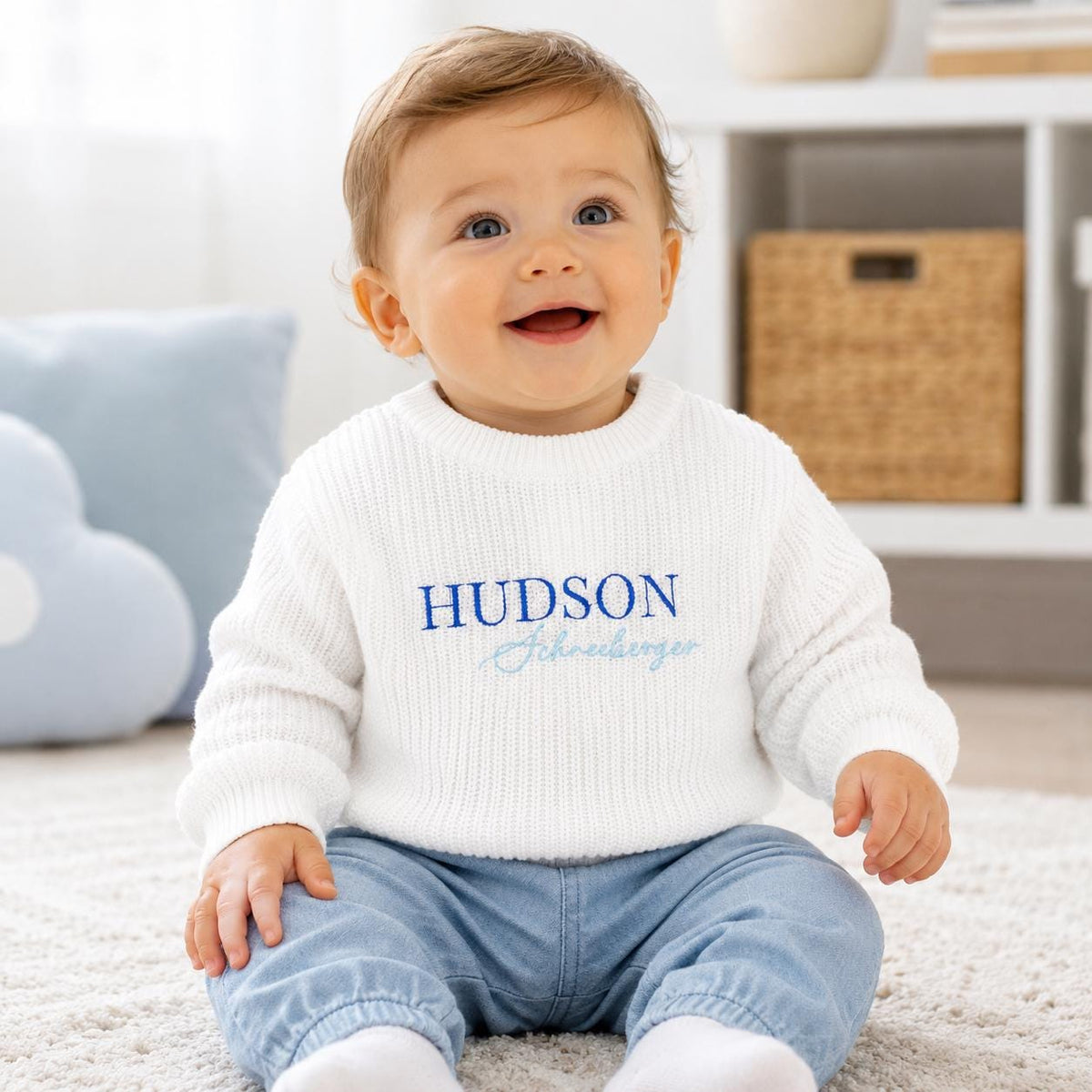 Embroidered Name Baby Sweater Personalized Toddler Knit