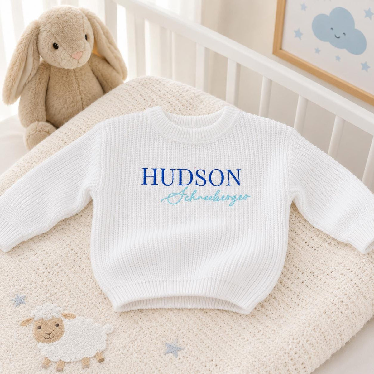 Embroidered Name Baby Sweater Personalized Toddler Knit