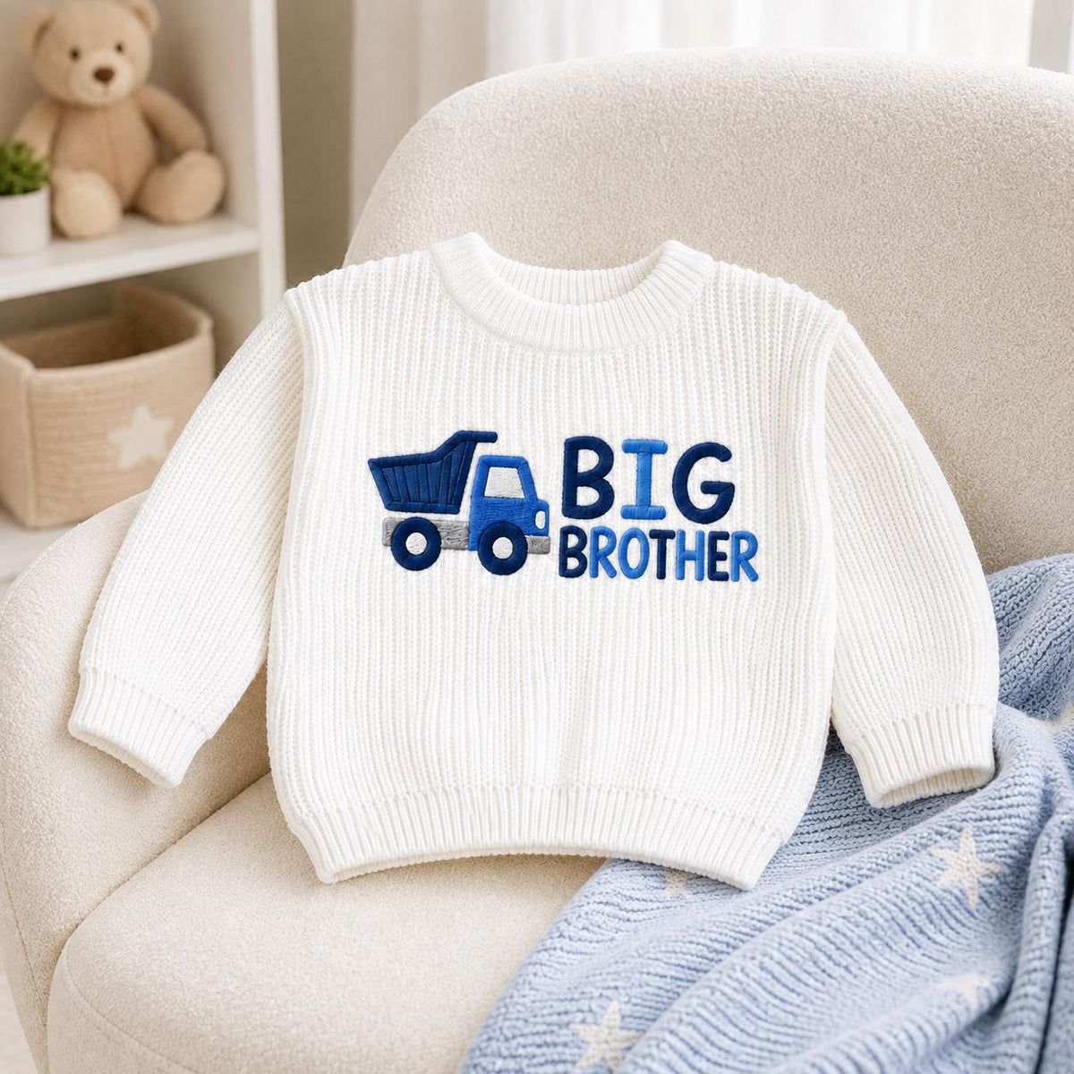 Personalized Dump Truck Big Brother Knit Sweater