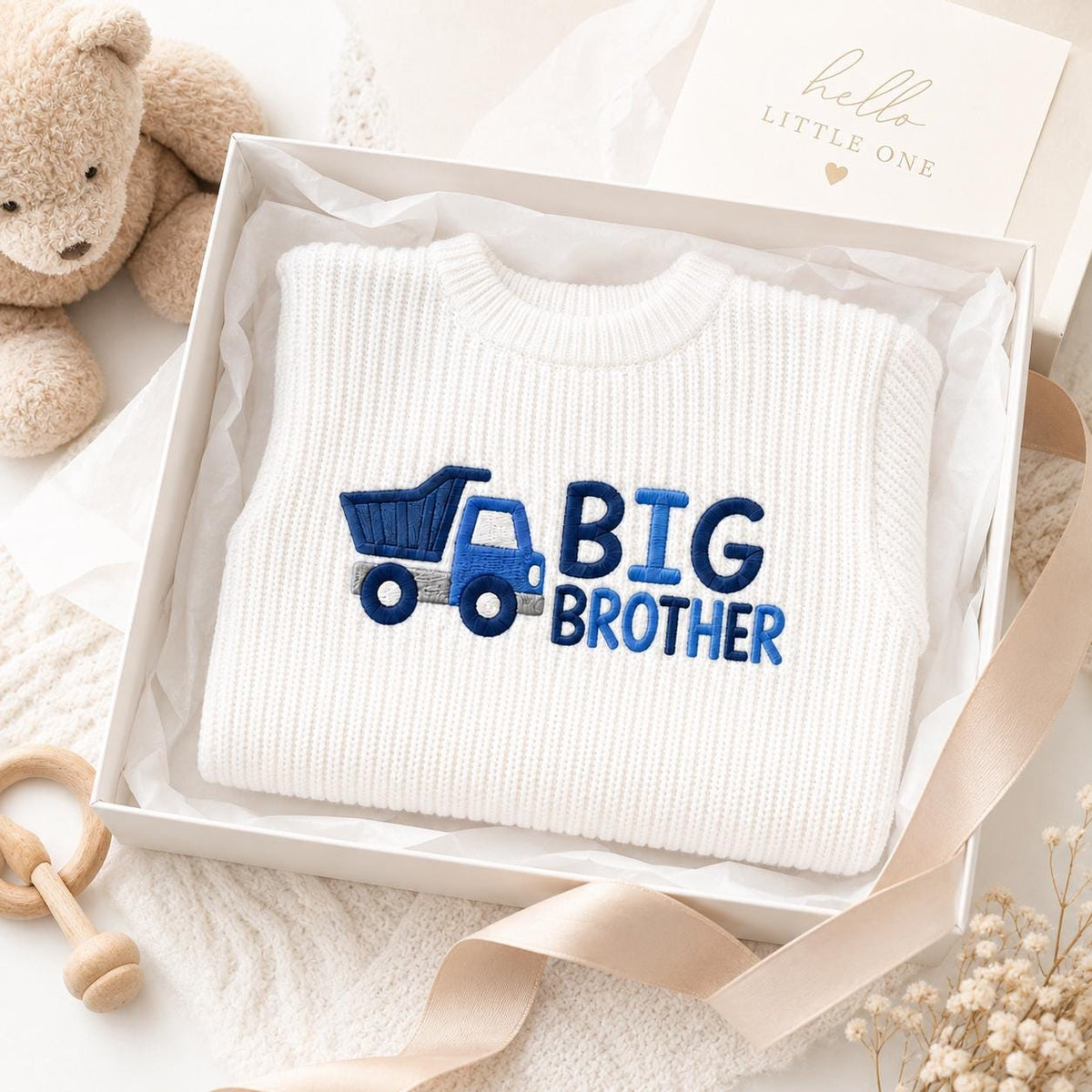 Personalized Dump Truck Big Brother Knit Sweater