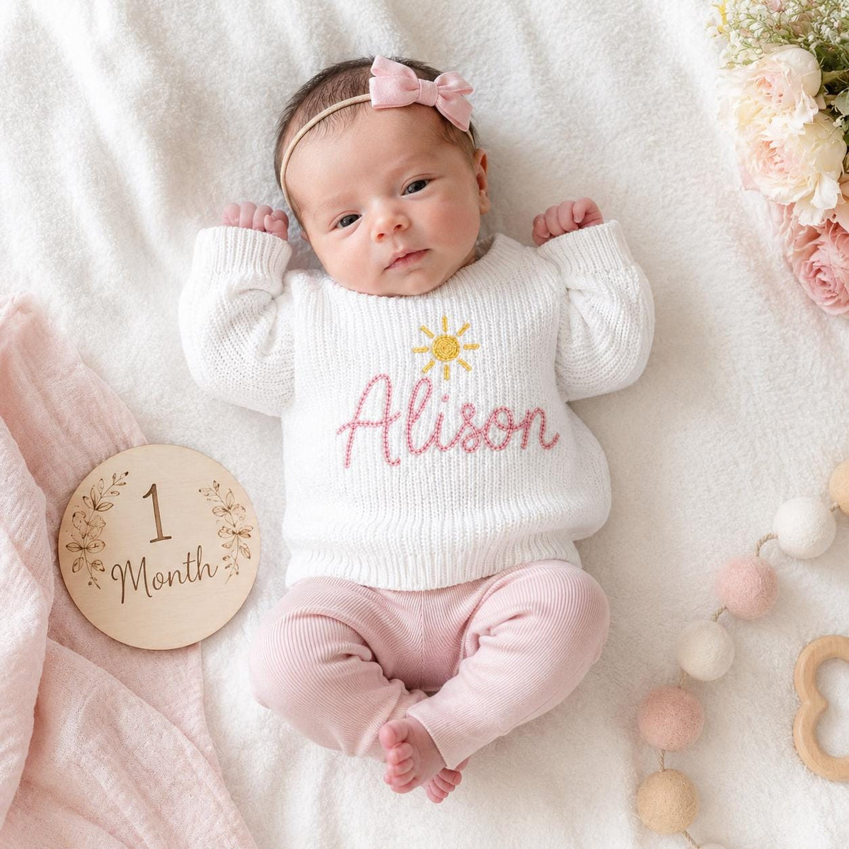 Personalized Milestone Baby Knit Sweater