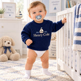 Personalized Baby Boy Sweater Custom Name Sailboat