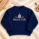 Personalized Baby Boy Sweater with Name Sailboat