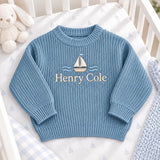 Personalized Baby Boy Sweater with Name Sailboat