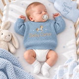 Personalized Rocking Horse Baby Knit Sweater Embroidered Name