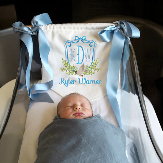 Custom Baby Banner with Duck Crest – Personalized Baby Banner, Newborn Hospital Door Sign