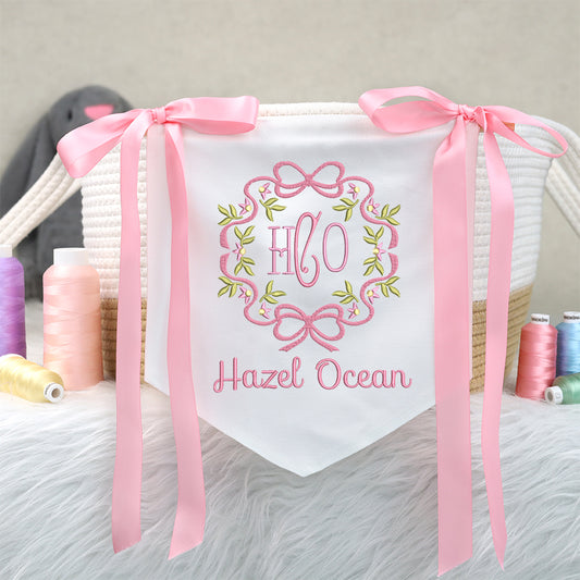 Classic Bow Frame Baby Banner – Personalized Baby Banner, Newborn Hospital Door Sign